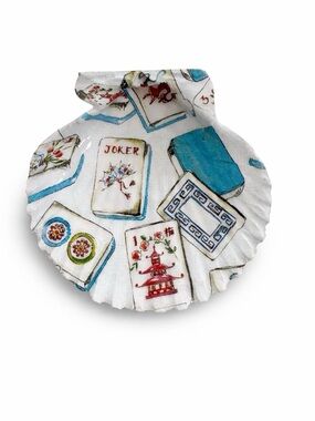 Mahjong dice dish / scallop shell / jewelry dish / blue